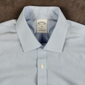 Brooks Brothers Dress Shirt Mens 15 1/2 4/5 Regent Blue Micro Dot Supima Cotton